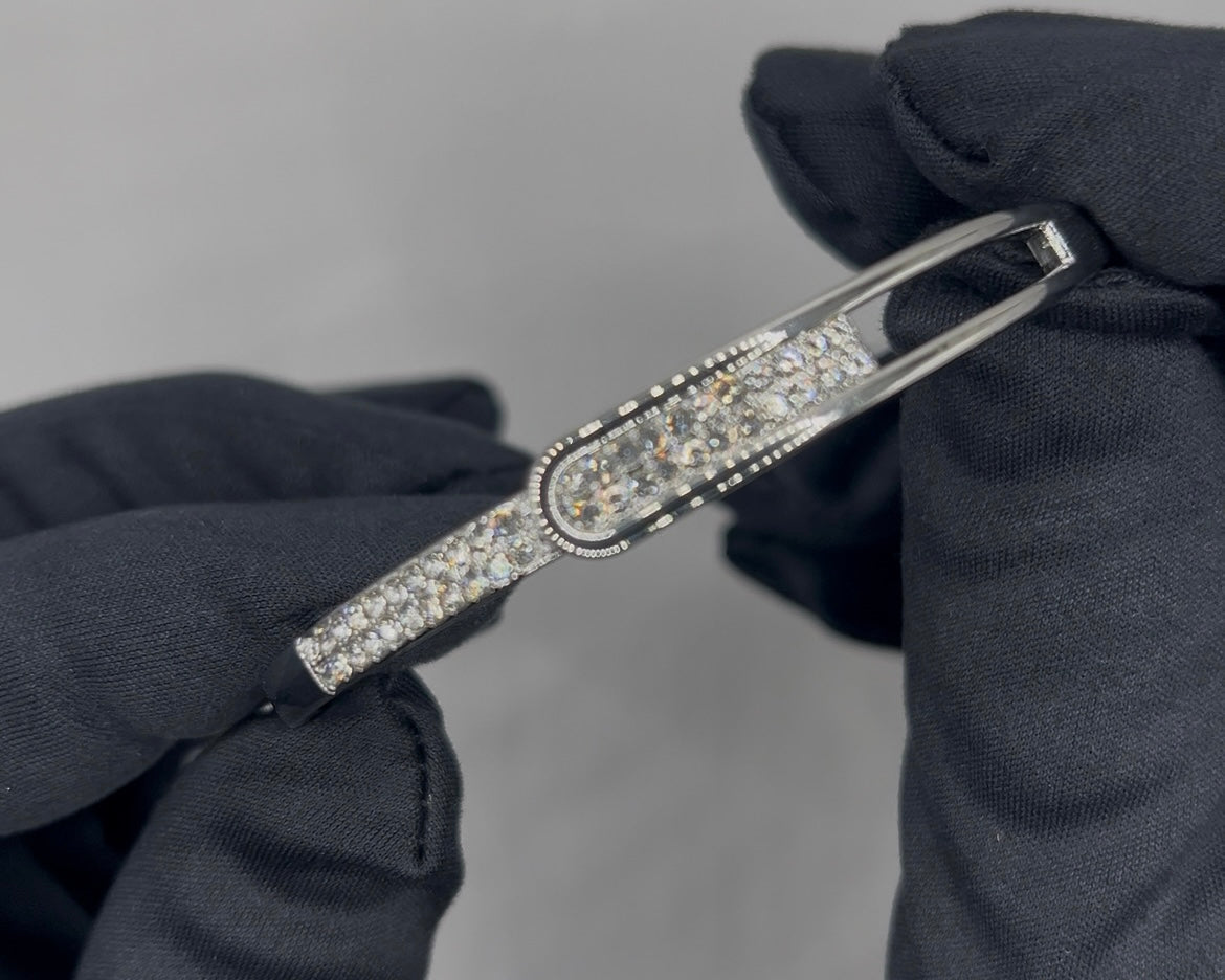 Silver Plated Micro Zircon Open Bangle