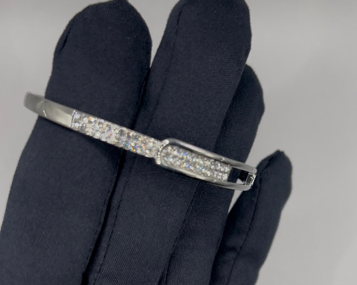 Silver Plated Micro Zircon Open Bangle