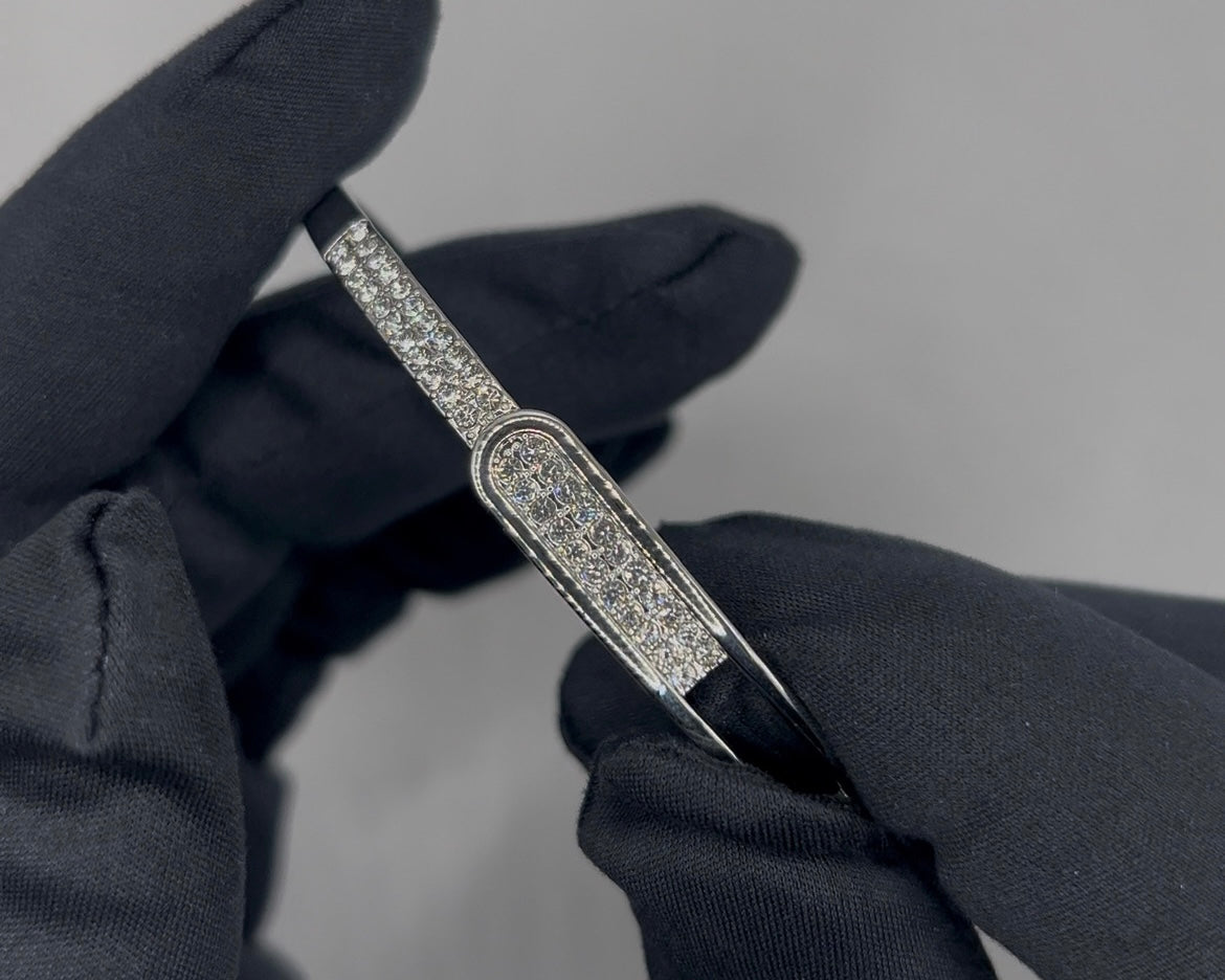 Silver Plated Micro Zircon Open Bangle