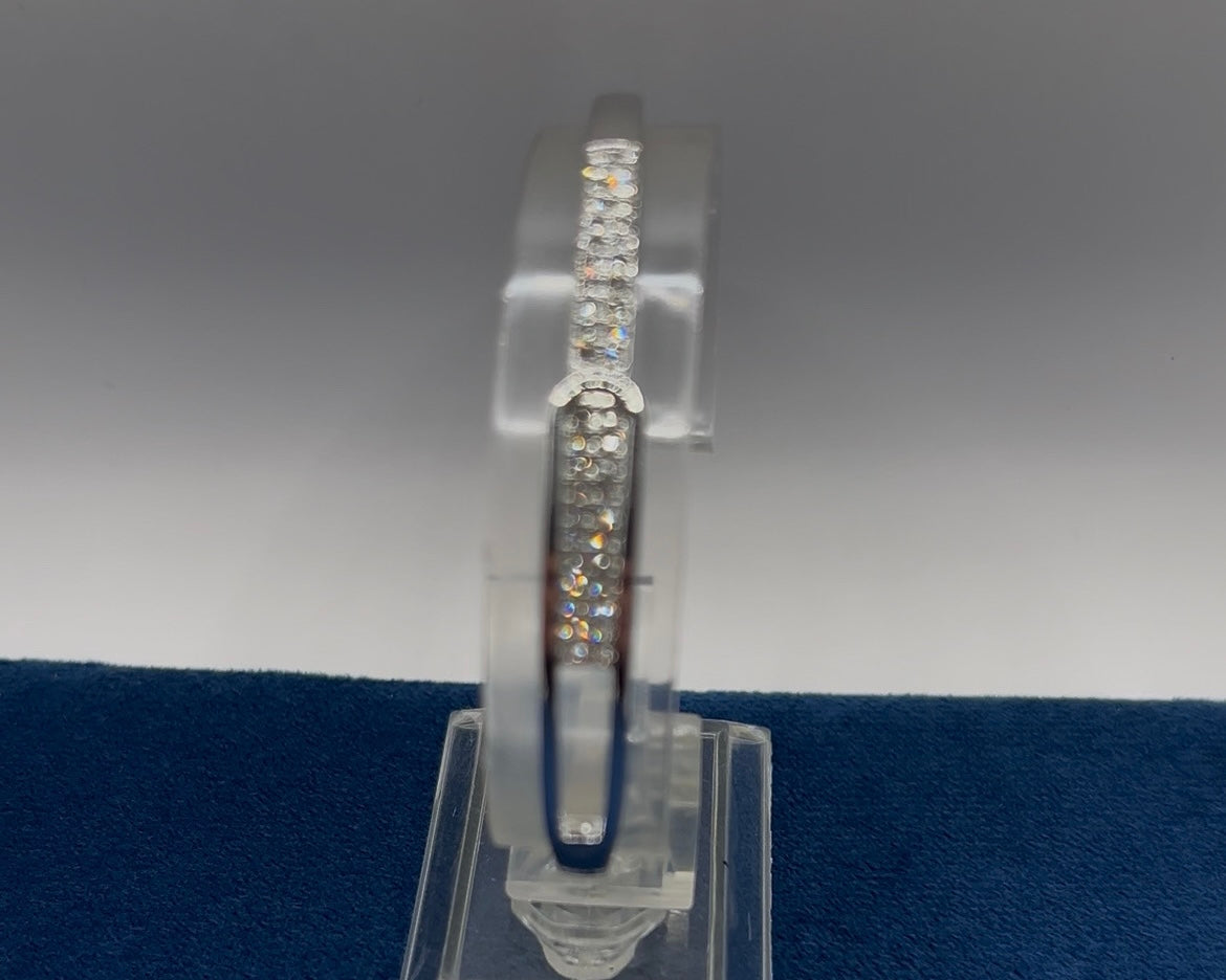Silver Plated Micro Zircon Open Bangle